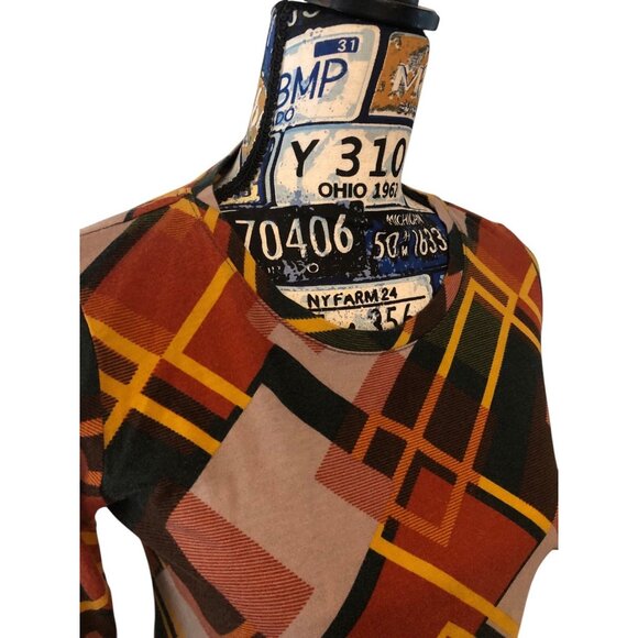 LOGO by Lori Goldstein Women's Long Sleeve Blouse Multicolor Fall Plaid Sz XS - Picture 9 of 16